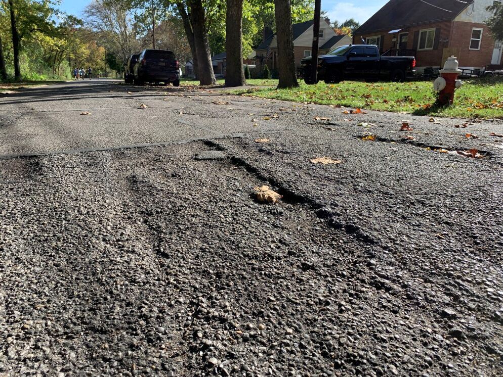 Road Example Photo shows ravelling